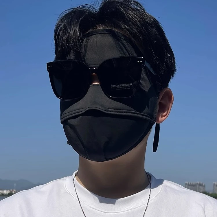 全脸防晒面罩男冰丝遮阳脸罩夏季透气防护口罩开车防紫外线脸基尼