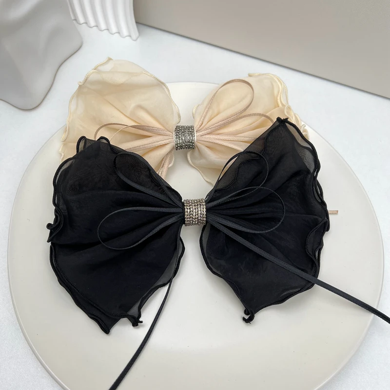 1738网纱蝴蝶结发夹韩版轻奢优雅气质顶夹头饰甜美网红时尚发饰女