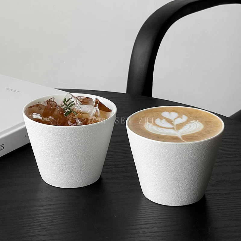 日式极简陶瓷咖啡杯手握杯猪口杯加厚精致小众拉花杯主人杯澳白杯