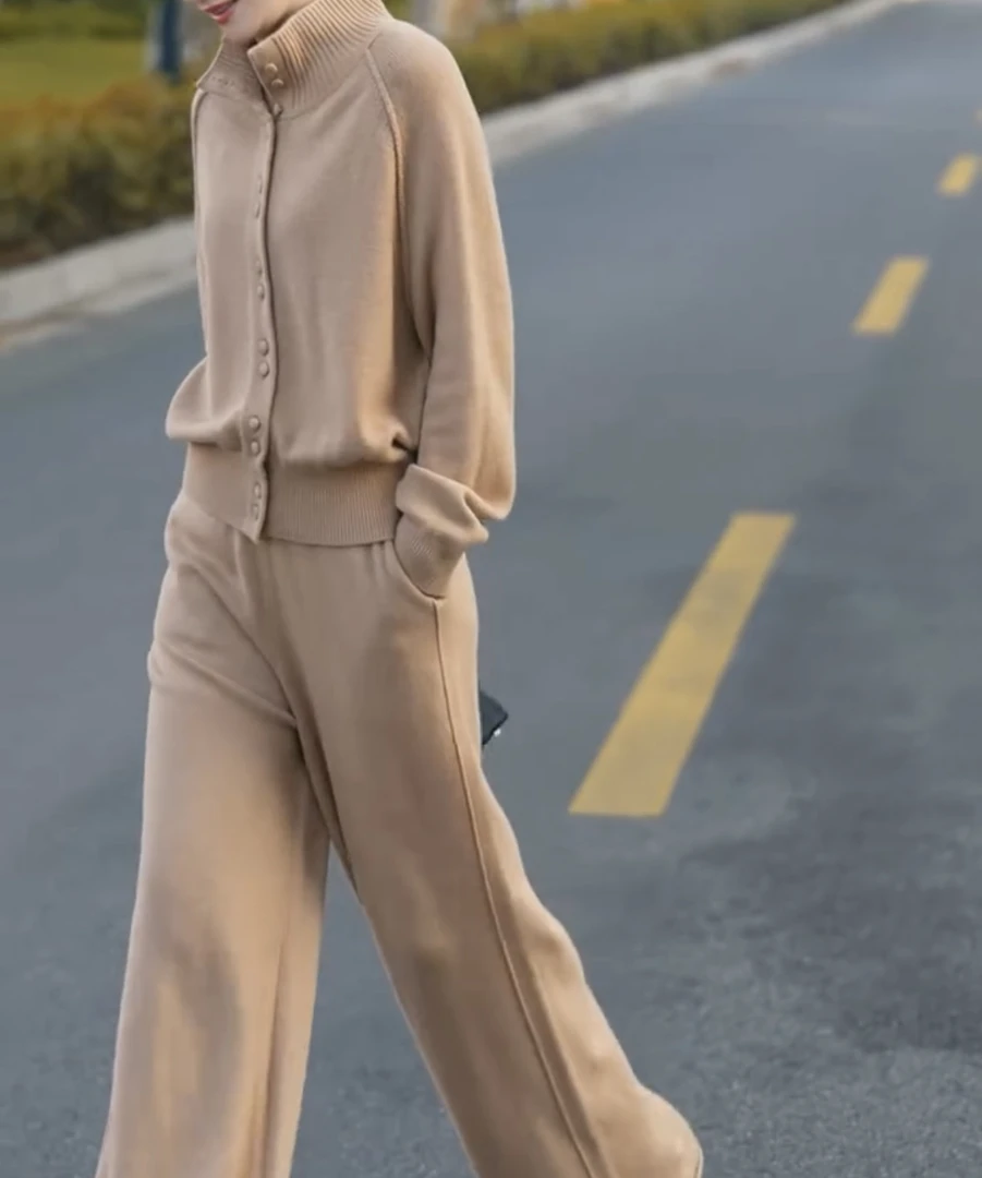 2024秋冬新款时尚套装女士网红洋气显瘦气质百搭款D9078