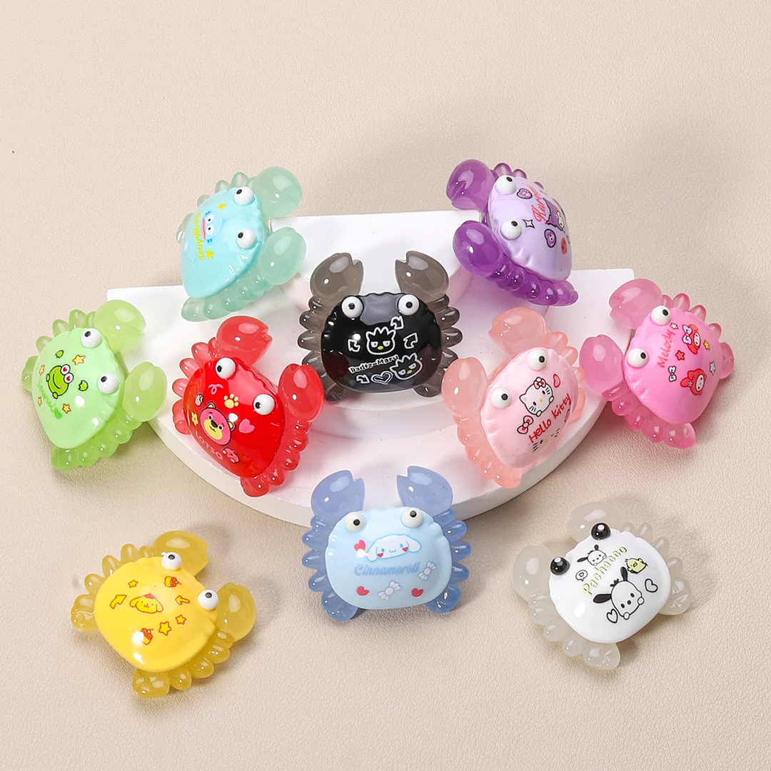 【直播拆-许愿单色】对对碰环保树脂可爱夜光小螃蟹创意DIY玩具摆件