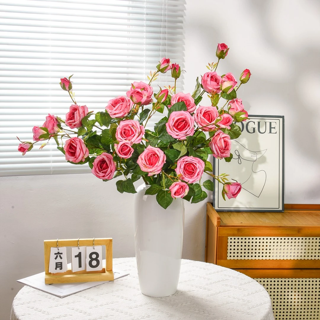 仿真6头钻石玫瑰假花玫瑰婚庆装饰花墙插花生日派对布置家居摆件