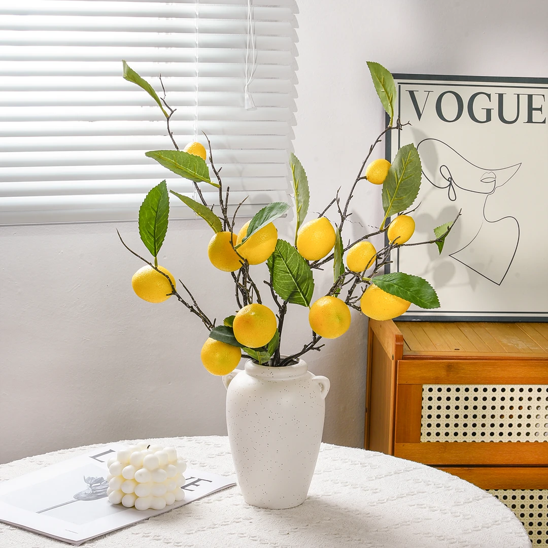 ins风仿真柠檬果仿真假花插花客厅摆件装饰简约室内软装花艺