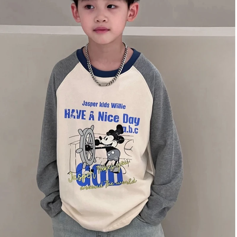 KIKIAND2024秋季新款中大童休闲印花T恤--8662--3