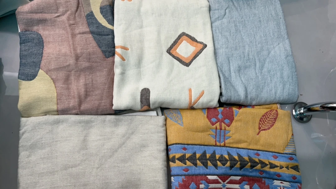 102不挑花色枕巾5条原棉