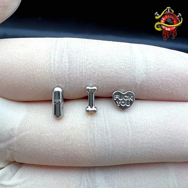 合金耳饰 哈尼穿刺饰品钛合金异形款舌钉内螺纹1.2牙口