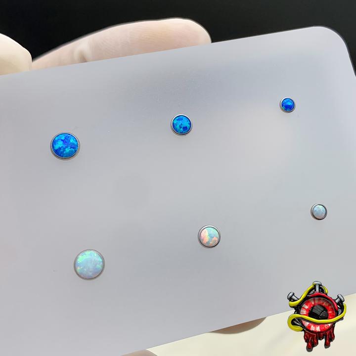 合金耳饰 哈尼穿刺饰品 钛合金包边澳宝贴片内螺纹0.9牙口防过敏