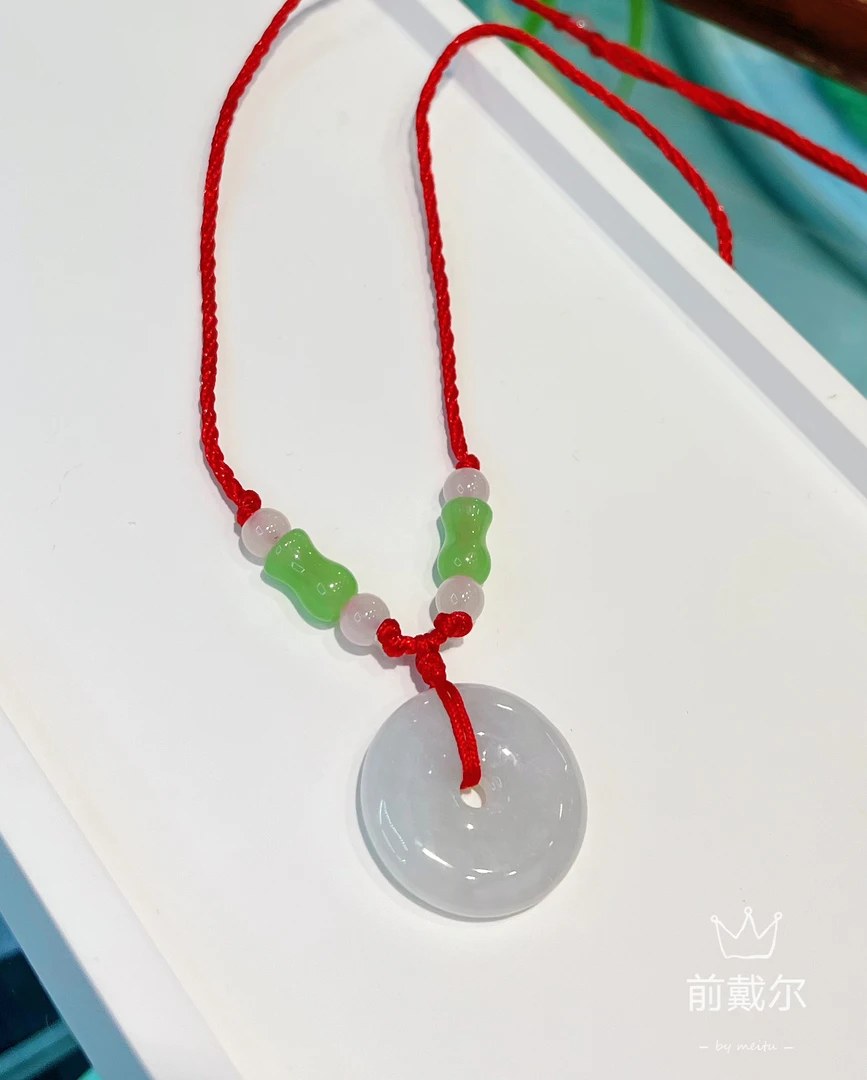 翡翠平安扣 原石加工 原创设计 中国红