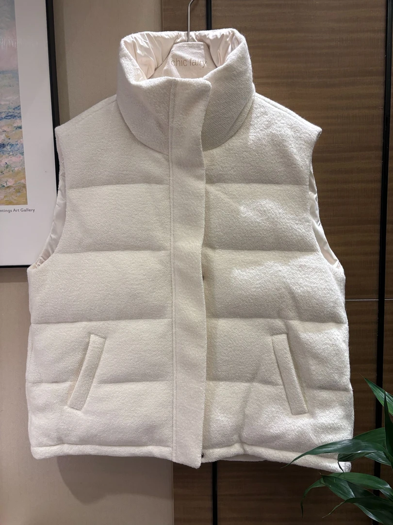 CHIC FAIRY 【暖宝宝】 白色简约秋冬白鸭绒马甲