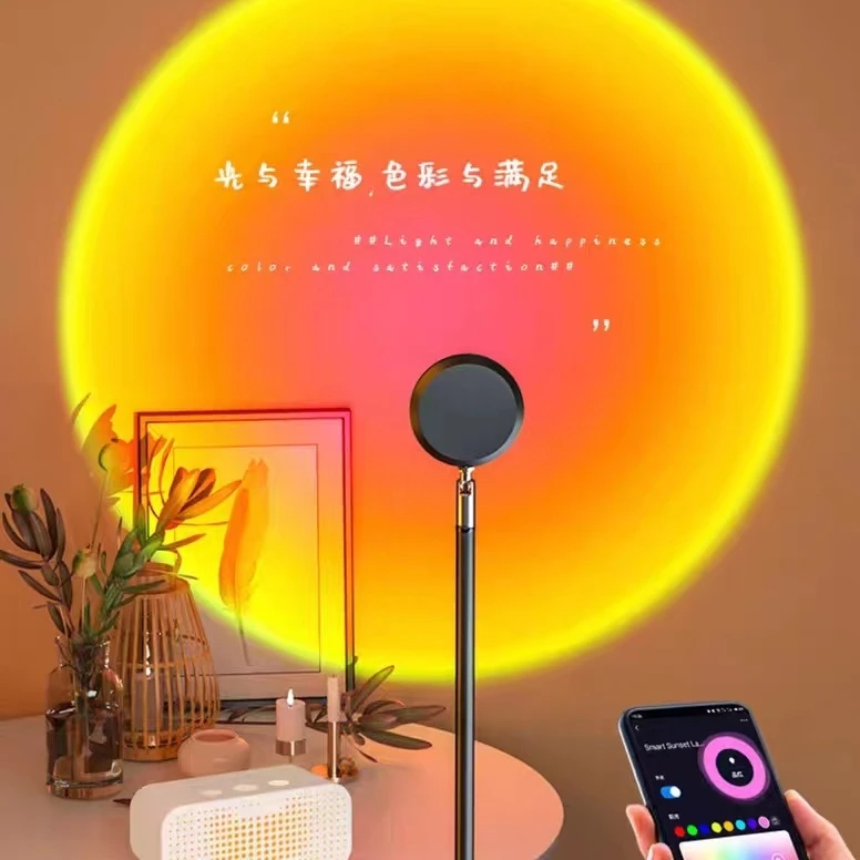落地灯ins风可调色日落灯氛围灯美容院主播拍照直播房间夕阳灯