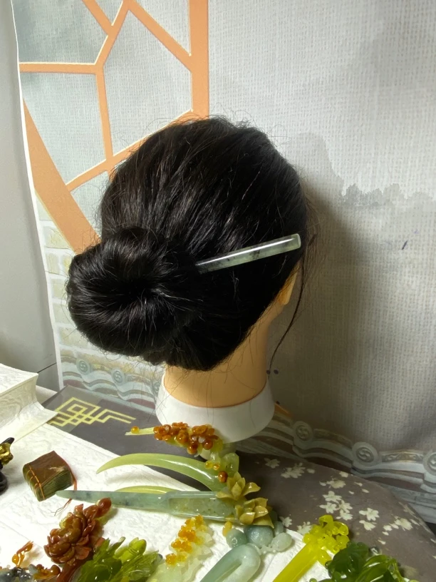 岫玉素棍发簪水墨料