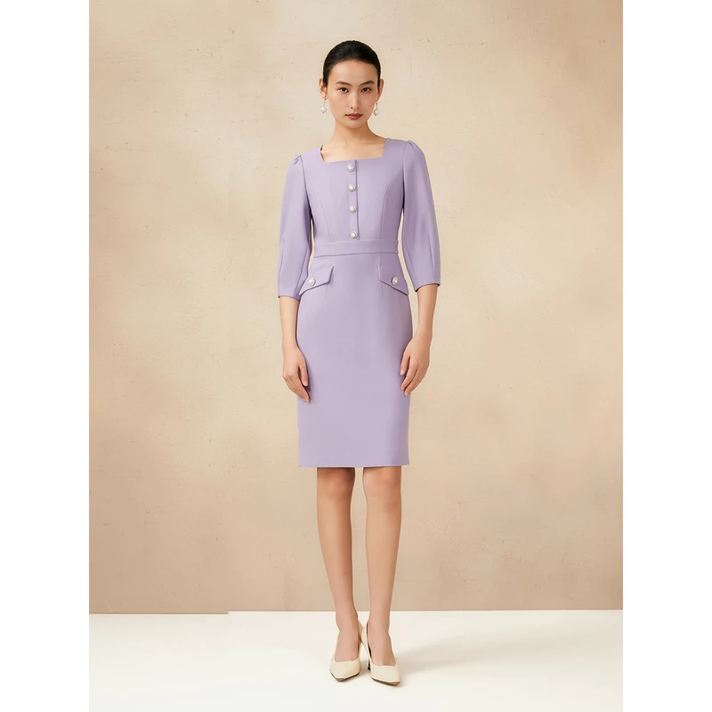 Song of Song歌中歌25烟灰紫时髦通勤优雅连衣裙5C65105370