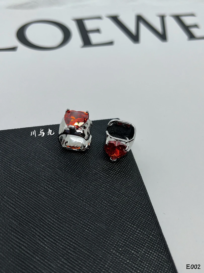 铜合金耳饰 CY9爱心樱桃红金属耳骨夹一对E002