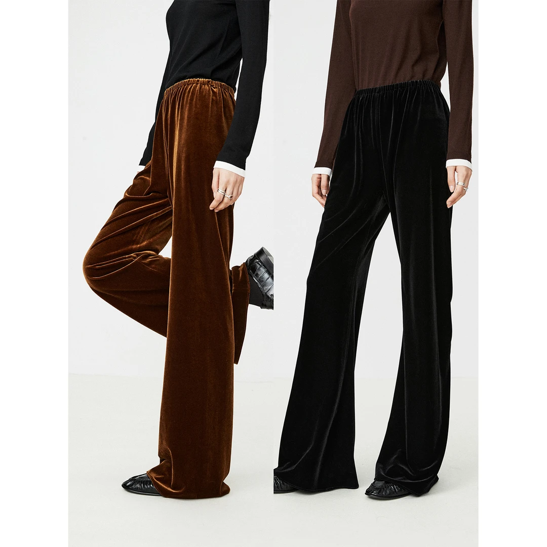 22.MRS Studios 百搭优雅韩国细腻不倒绒丝绒阔腿神仙空气裤