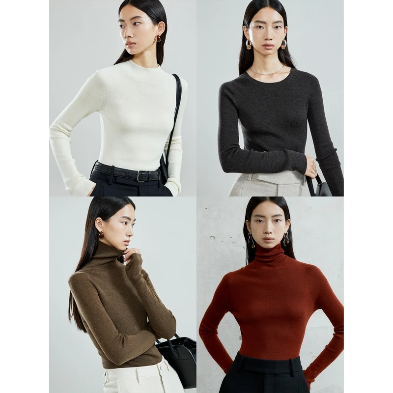 MRS classic系列 德国扬子纱120s无缝高领套指加厚打底衫01