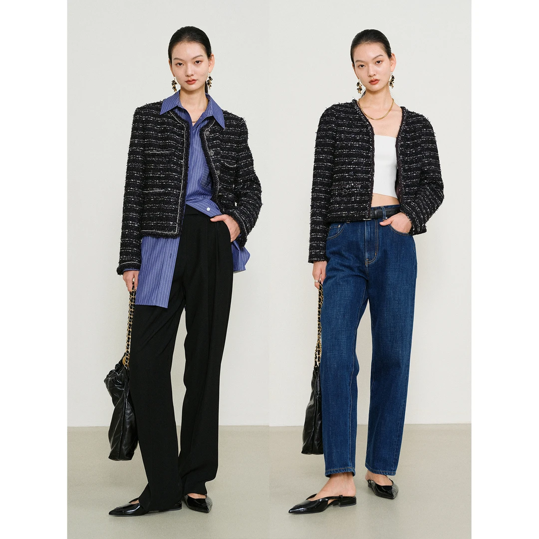 8.MRS Studios 進口LINTON立体编织 经典粗花呢四口袋小香外套