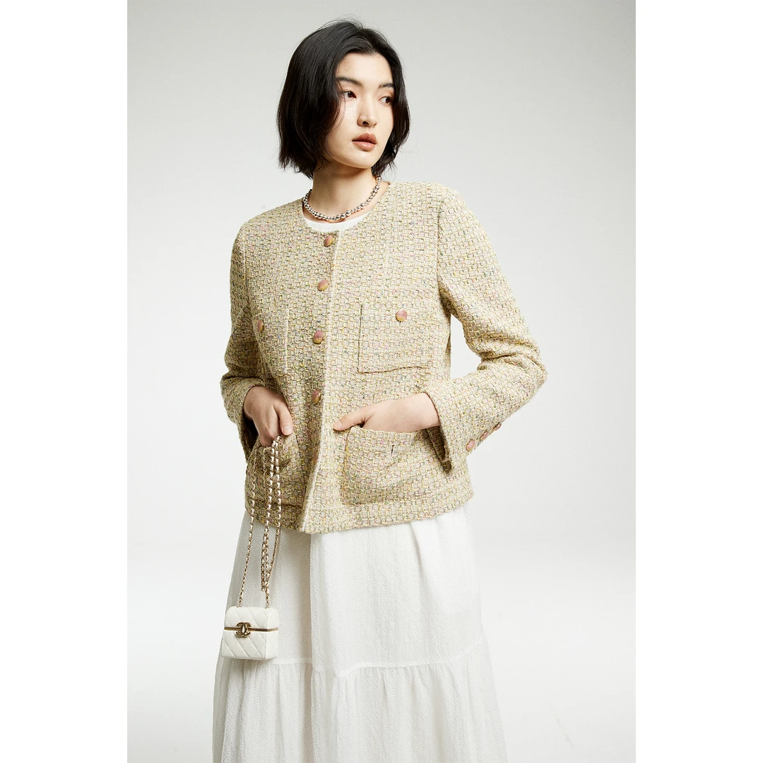 3.MRS Studios LINTON布达佩斯晨霞 四口袋箱式小香外套/百褶裙