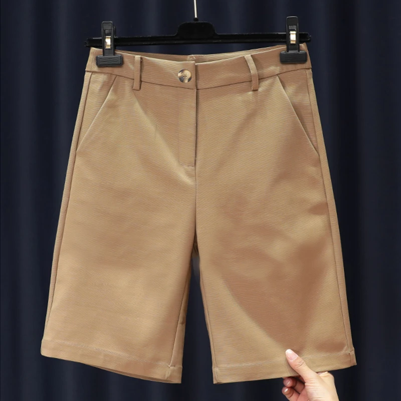 莱赛尔天丝五分裤女夏季新款高腰显瘦直筒西装短裤休闲百搭中裤