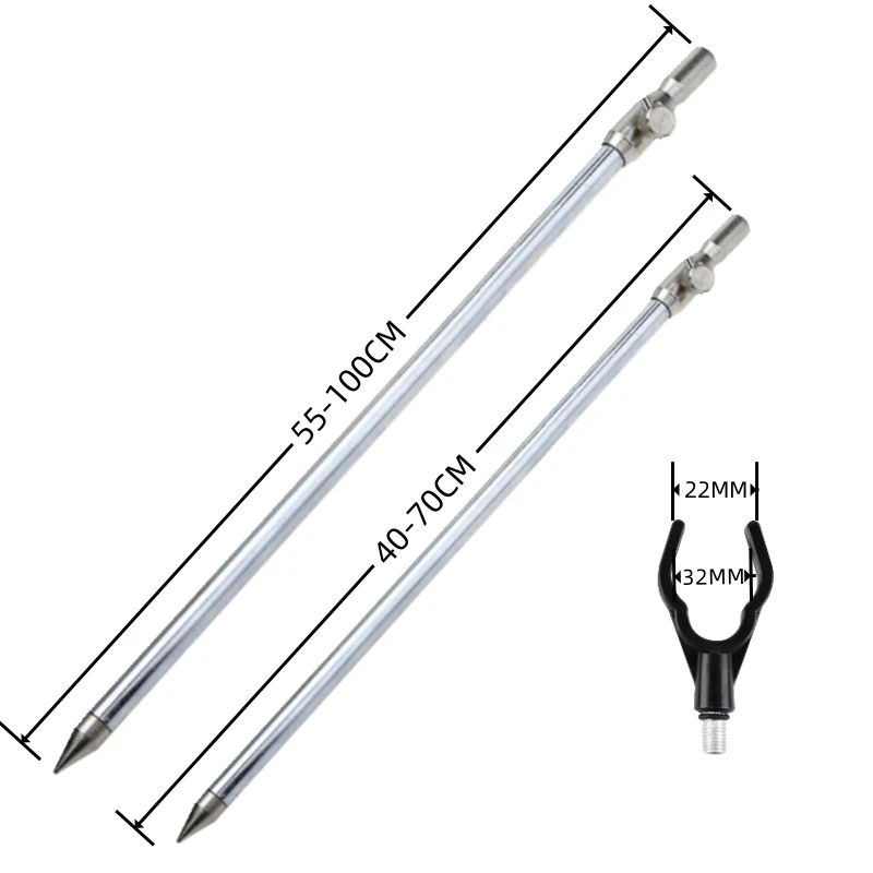 不锈钢地插支架欧式报警器支架防脱竿支架头伸缩湖库钓鱼海竿支架