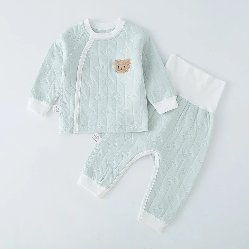 婴儿冬季衣服套装纯棉加厚保暖高腰护肚暗扣款棉花夹棉宝宝秋冬装