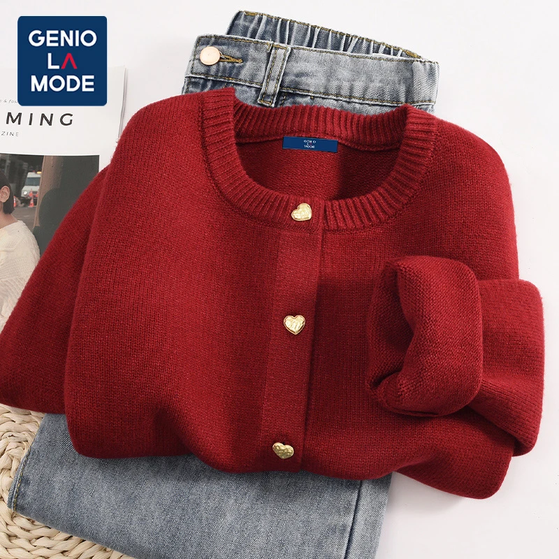 红色本命年套头毛衣女2025早春短外套超好看外搭慵懒风复古短上衣