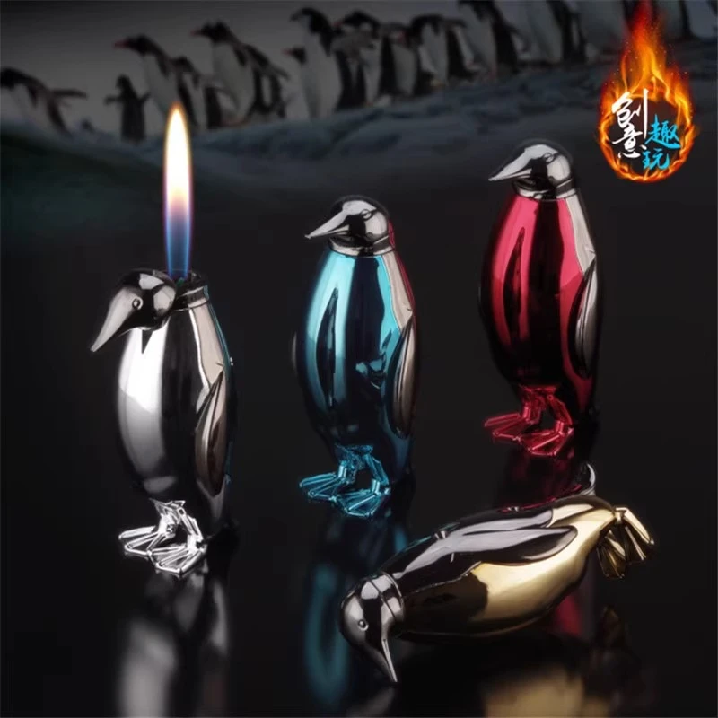 企鹅造型打火机个性新奇特可充气明火稀奇古怪创意打火机