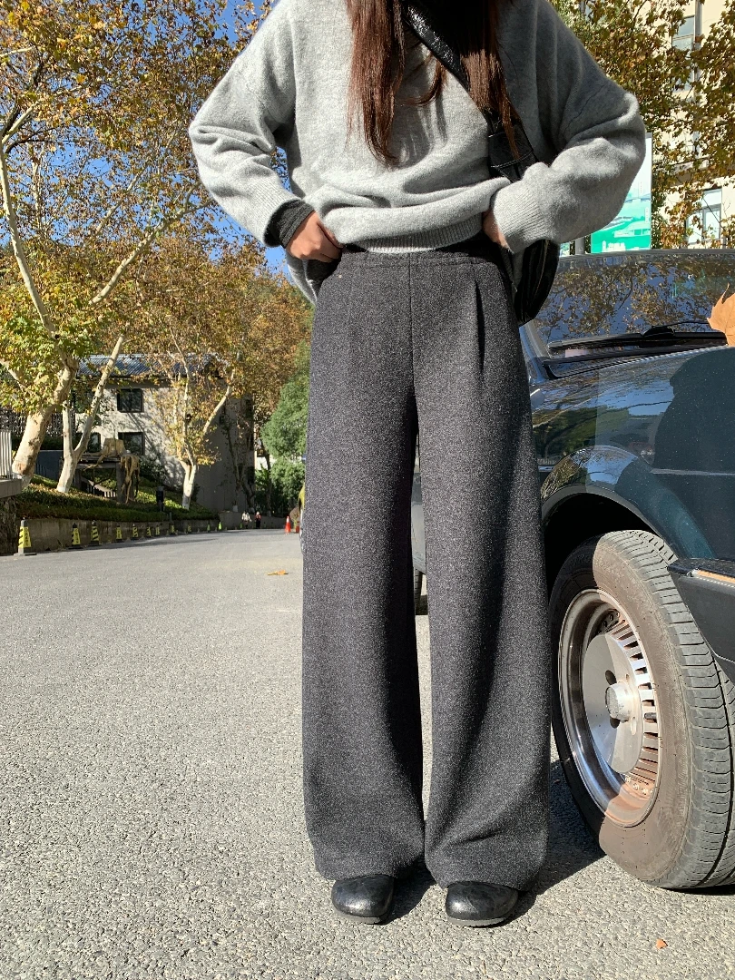 衣姐家【压箱底】阔腿裤进口考拉绒拼腰设计冬款休闲阔腿HEN-3393