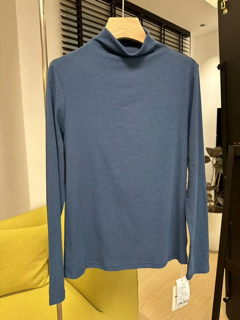 外贸出口纯色软弹半高领打底衫-轻薄软糯舒适内搭长袖t恤女ON-848