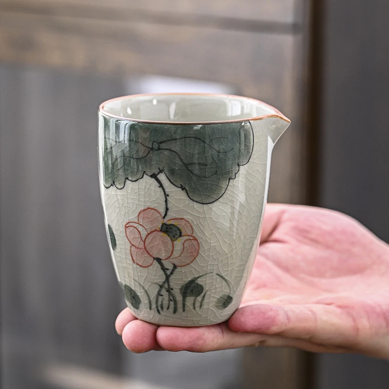 复古手工大号釉下彩手绘哥窑公道杯冰裂釉陶瓷公杯茶海分茶器茶具
