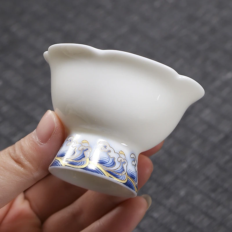 大号加厚异形高档羊脂玉主人杯茶杯品茗杯个人功夫茶具喝茶杯