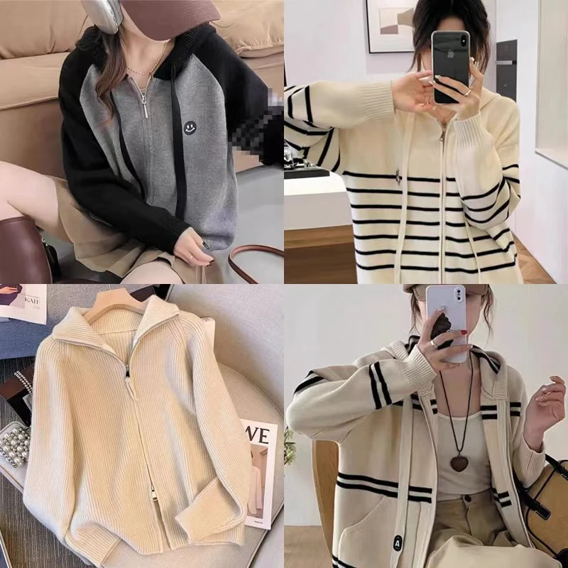 （100-200）韩系穿搭慵懒风针织衫开衫 秋冬新款百搭长袖毛衣女上衣