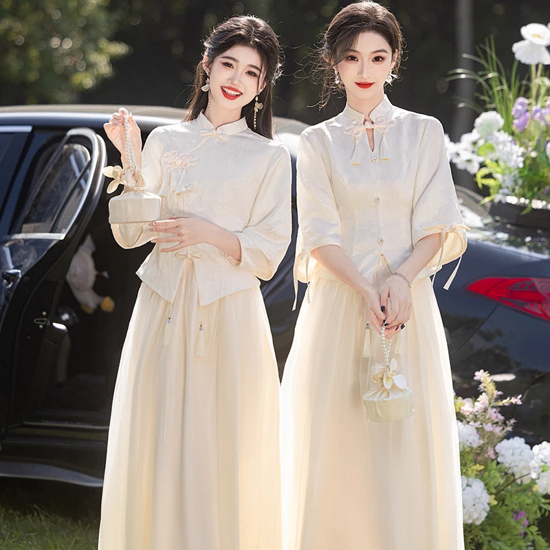 中式伴娘服2025新款高级感小众轻奢姐妹团结婚伴娘服表演平时可穿