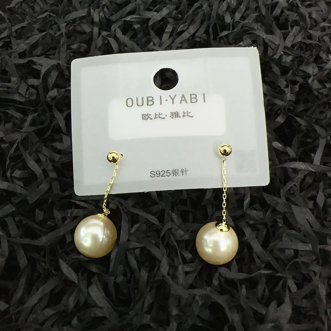 铜合金仿珍珠耳饰 欧比雅比中长款珍珠流苏耳环耳钉简约气质耳坠