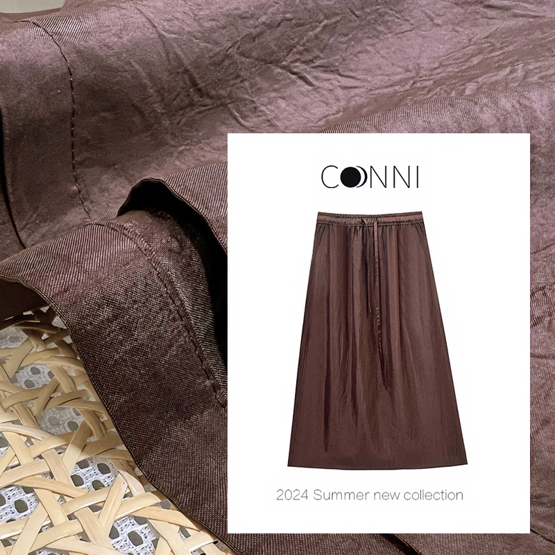 高定小众轻奢100醋酸显瘦时尚百搭夏季莫奈花园风休闲半身裙