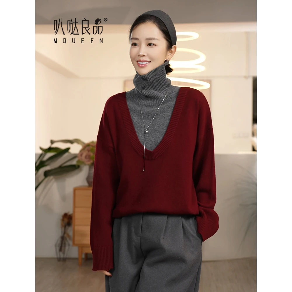 【叭哒不惑】窗前 羊毛高领拼色假两件毛衣设计感气质上衣女秋冬