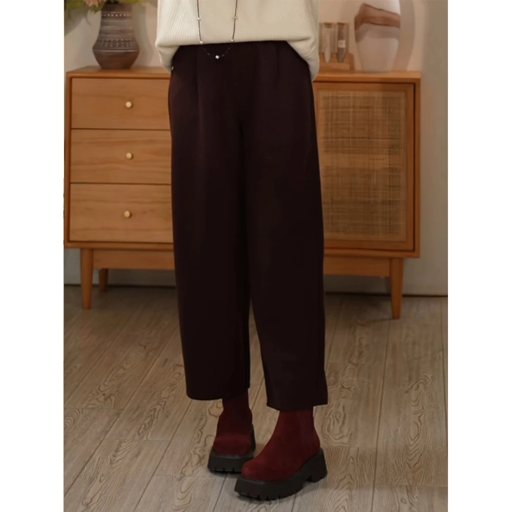 【叭哒不惑】萝卜裤 羊毛兔绒休闲百搭简约宽松纯色秋冬休闲裤