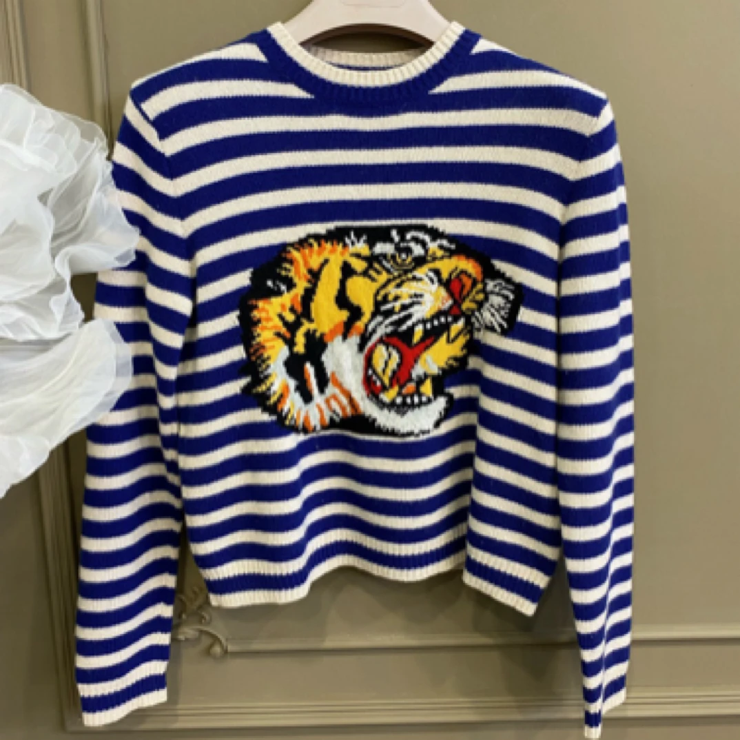 95新 GUCCI/古驰 潮服/GUCCI古驰/xs码/蓝白条针织毛衣/70110084