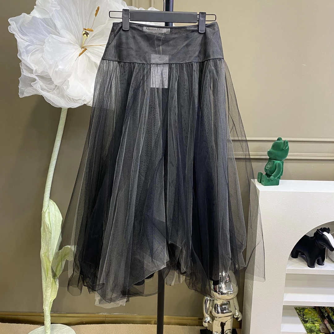 95新 DIOR/迪奥 灰色休闲女士半身纱裙/34码/02180030