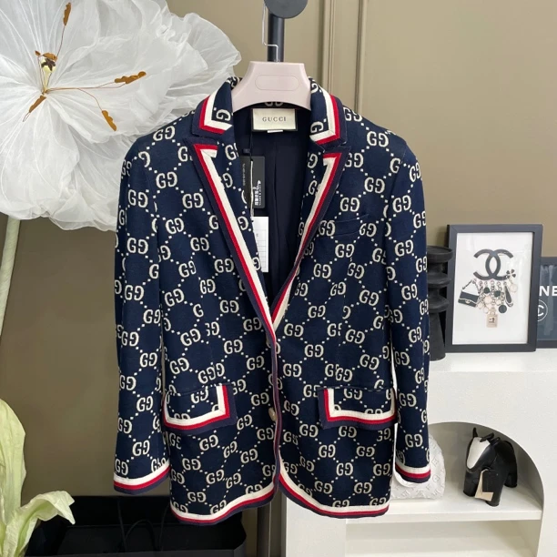 95新 GUCCI/古驰 潮服/古驰/xs码/老花休闲修身西装外套/03140043