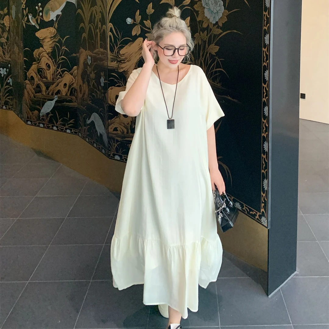 媛子大码法式仙女裙拼接网纱夏季冰感显瘦时尚长款连衣裙83116