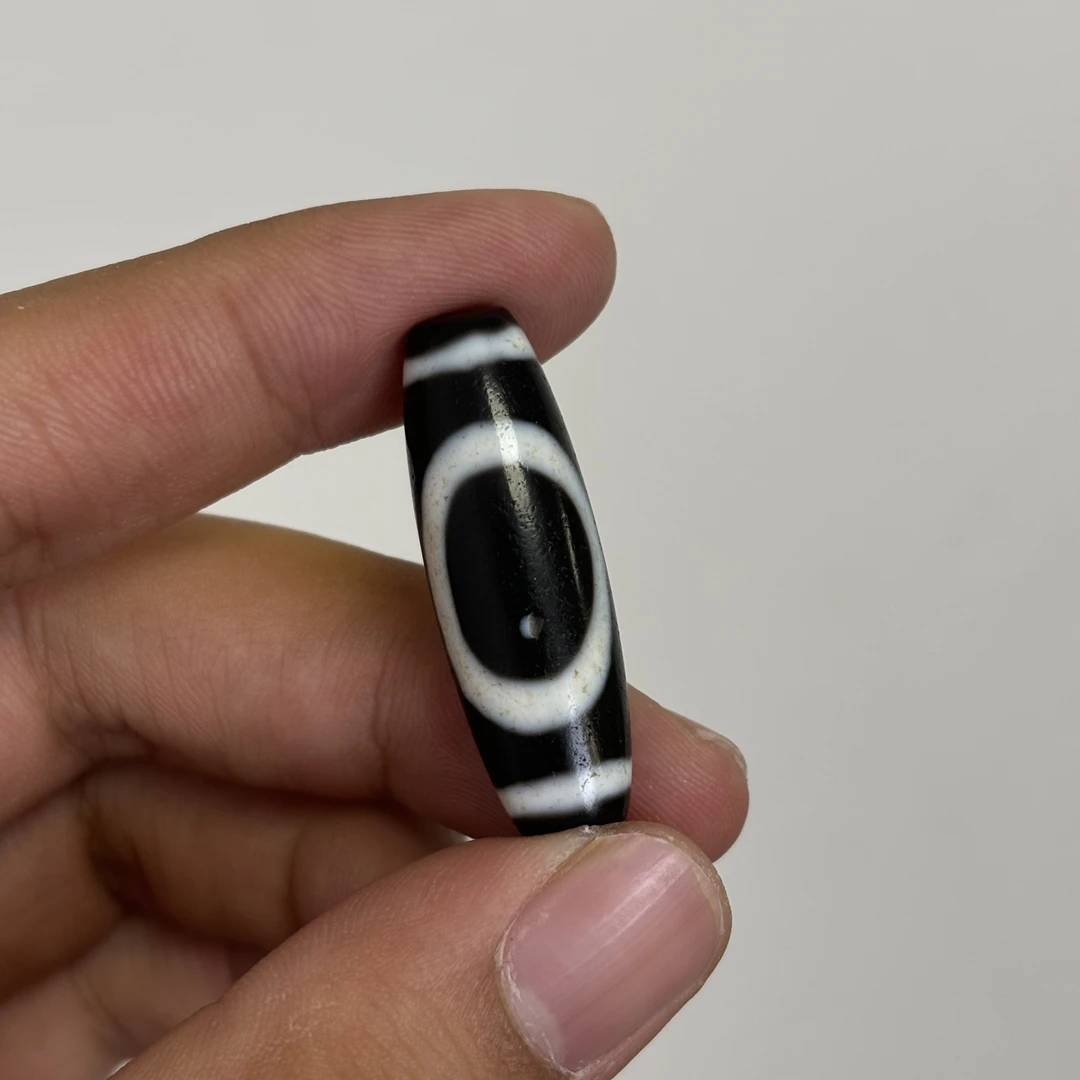 张奎 石缘 九页岩 手工 黑白 圆圈方块 玛瑙 尺寸约37.3x12mm