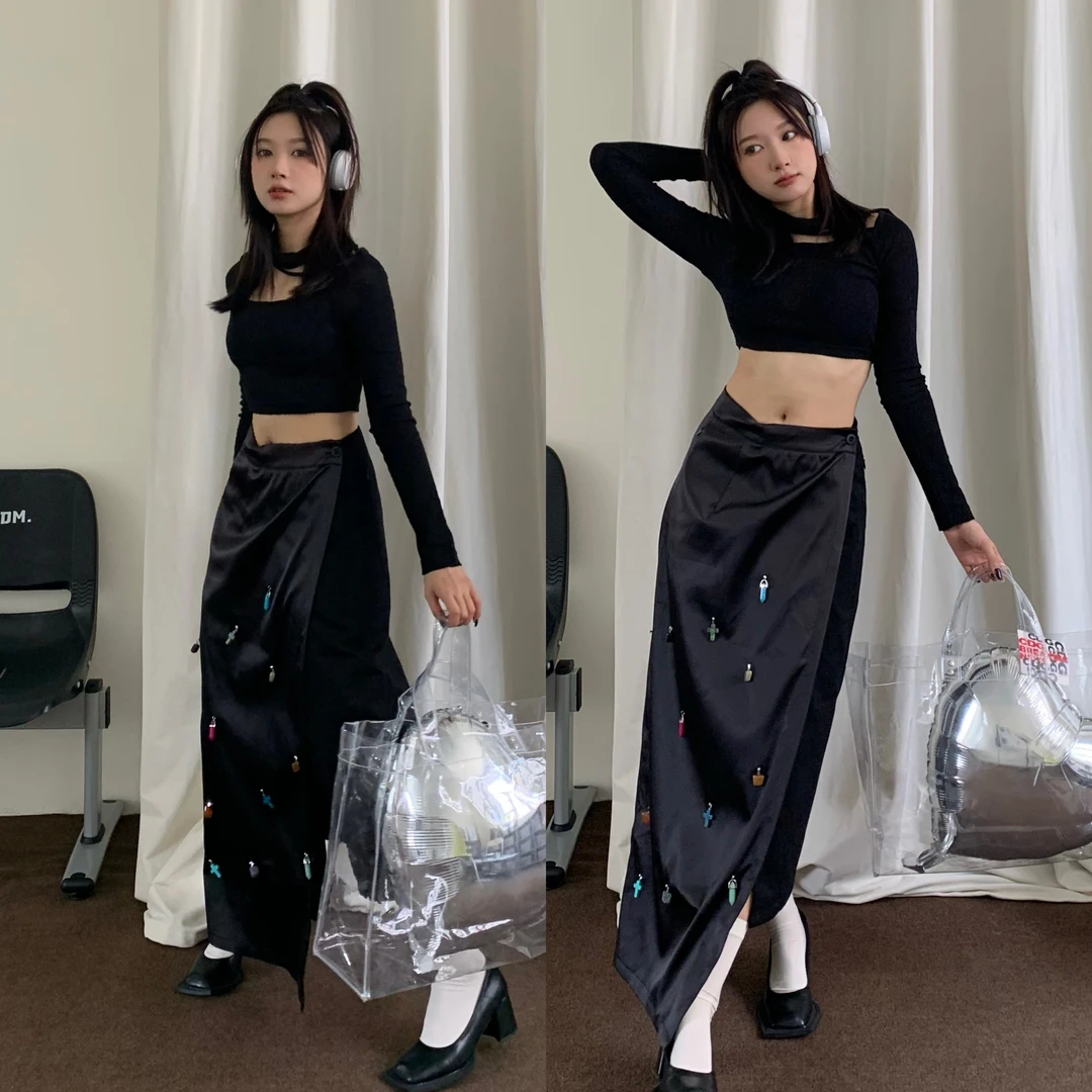 APRIORITY先验 无限宝石醋酸缎新中式国风禅意男女春夏半身裙长款