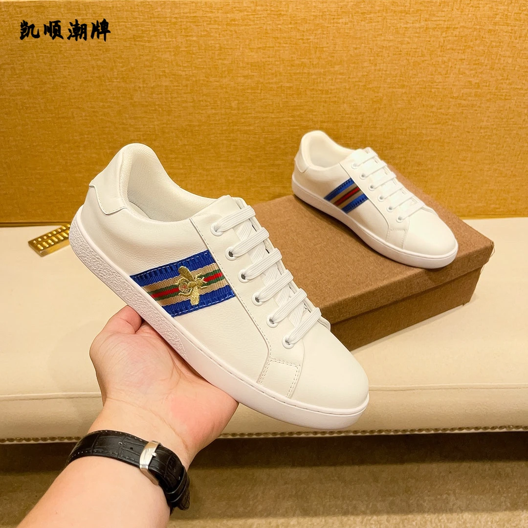 小蜜蜂小白鞋男夏季真皮2024年软底简约百搭男士板鞋系带低帮潮鞋