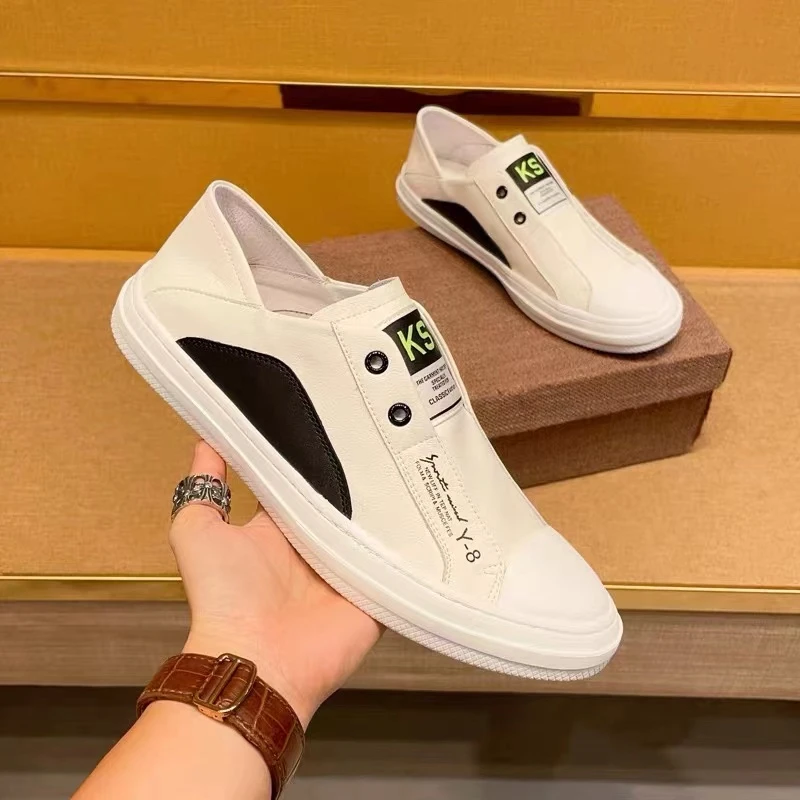 一脚蹬小白鞋男百搭潮流秋季男鞋2022年新款男士韩版纯皮休闲鞋潮