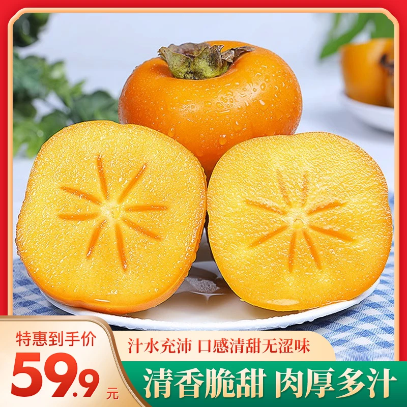 新鲜脆柿子新鲜水果当季水果整箱无核时令现摘现发顺丰速运16个起