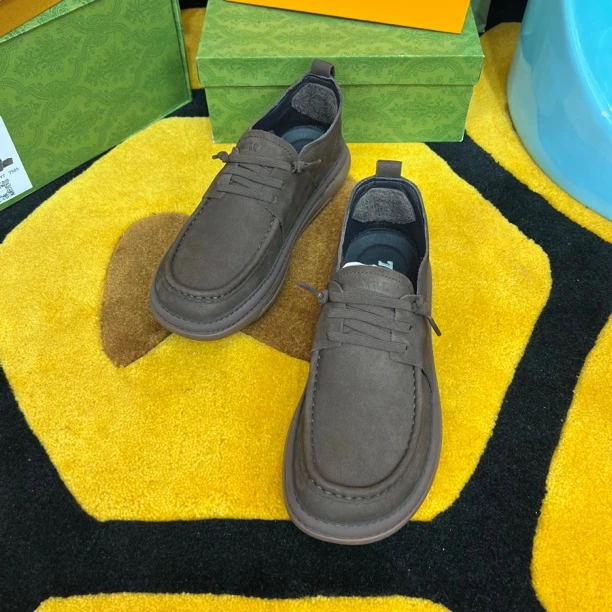 新款男士磨砂皮系带皮鞋时尚舒适百搭低帮真皮软底透气