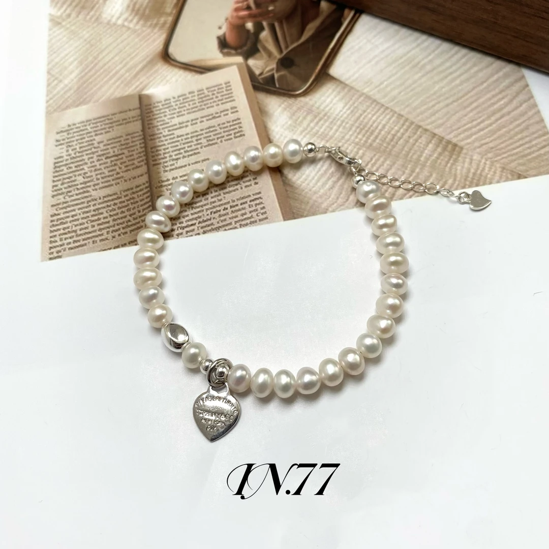 足银手链 IN.77爱心淡水珠珠040手链简约气质