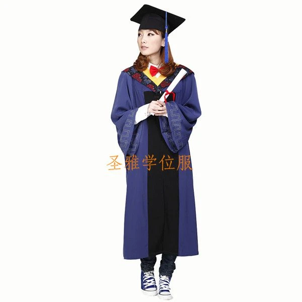 硕士服-圣雅品牌学位服，大学生学院风毕业服蓝色