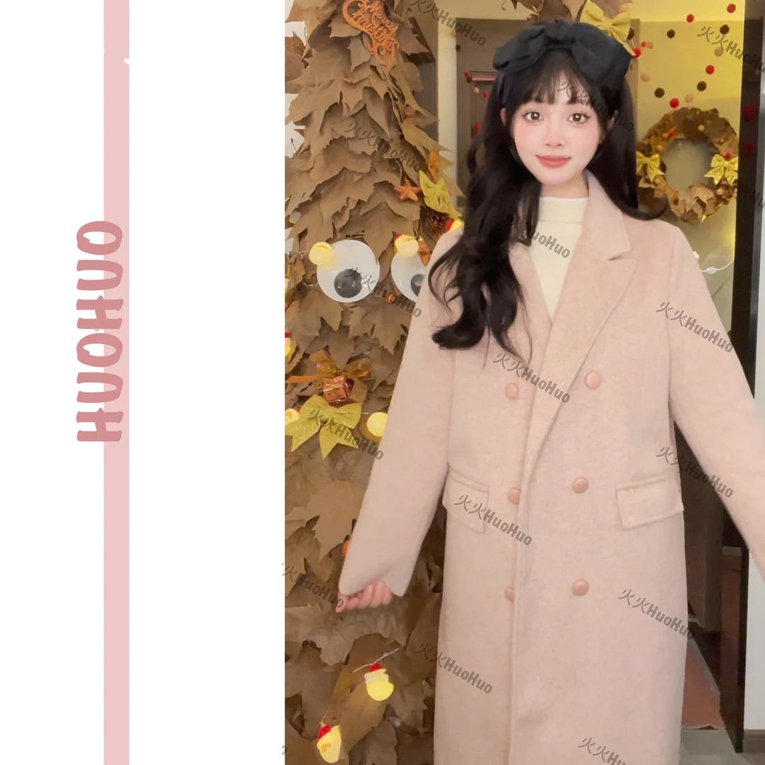 加厚呢子大衣女秋冬季2024年新款高级感毛呢外套赫本风小个子8088