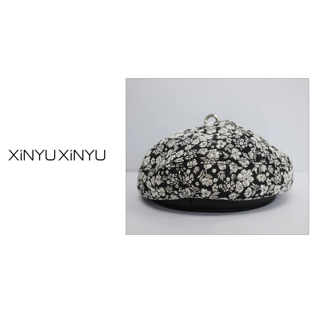 XINYU/芯与G 『维奥拉』高阶配色花色拼皮可调节贝雷帽 MZ3122